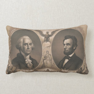 George Washington Abraham Lincoln Eagle US Vintage Lumbar Pillow