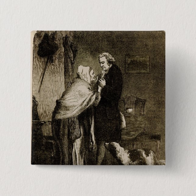 George Washington and his Mother 2 Inch Square Button (Front)