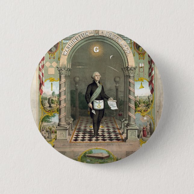George Washington as a Freemason 2 Inch Round Button (Front)