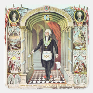 George Washington as a Freemason Square Sticker