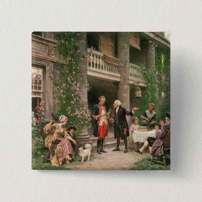 George Washington at Bartram's Garden 2 Inch Square Button (Front)