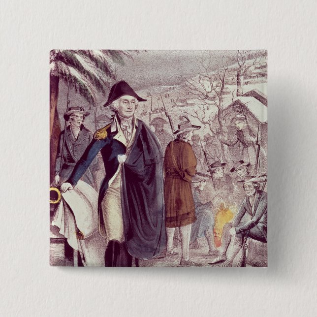 George Washington at Valley Forge 2 Inch Square Button (Front)