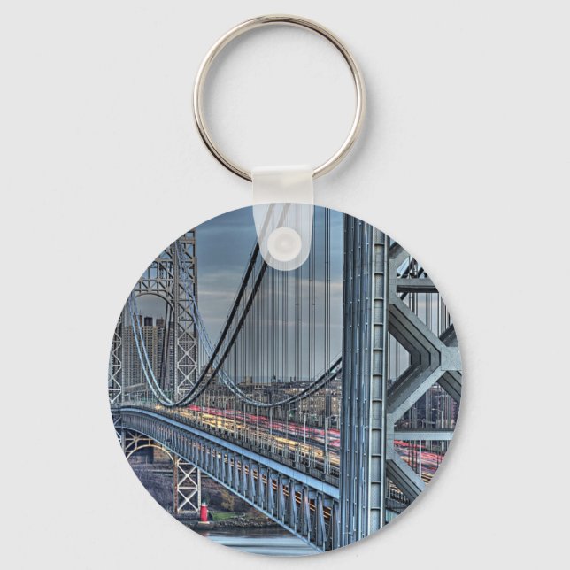 George Washington Bridge & The Red Lighthouse NYC Keychain (Front)