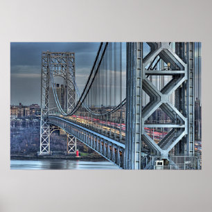 George Washington Bridge & The Red Lighthouse NYC Poster