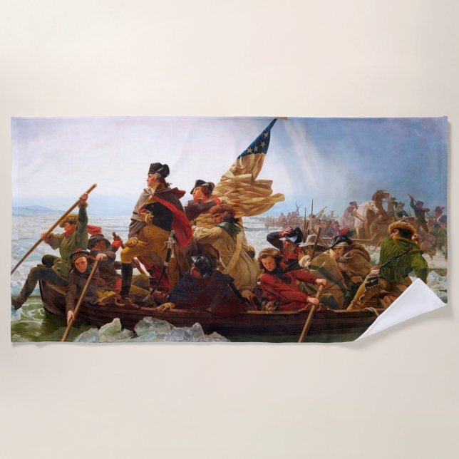 George Washington Crossing Of The Delaware River Beach Towel (Front)