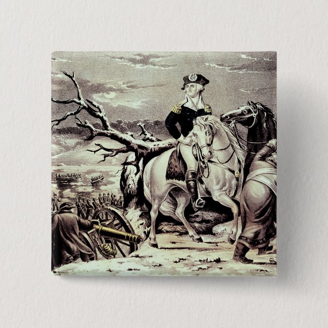 George Washington crossing the Delaware 2 Inch Square Button (Front)