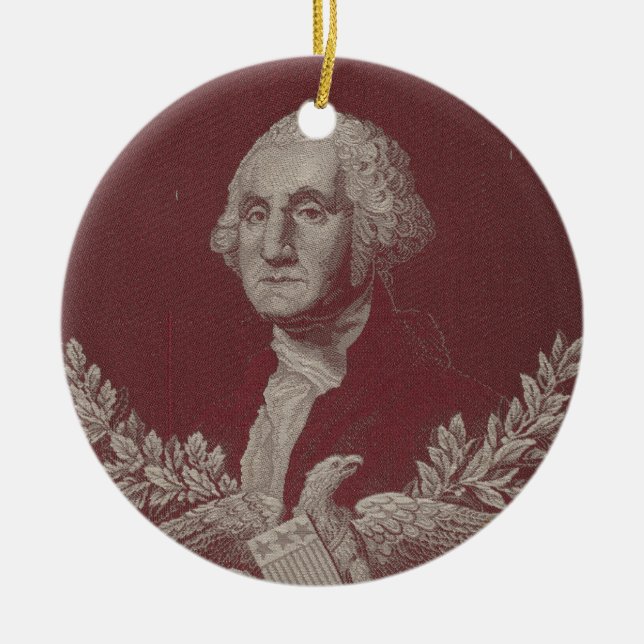 George Washington Eagle Stars Stripes USA Portrait Ceramic Ornament (Front)