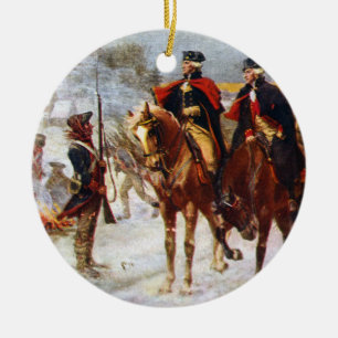 George Washington Lafayette Valley Forge Army Ceramic Ornament