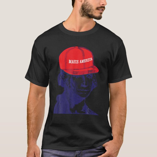 George Washington Make America 4th of July Funny H T-Shirt (Front)