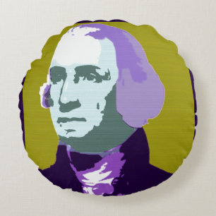 George Washington Pop Art No. 1 Round Pillow