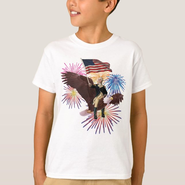 George Washington Riding an Eagle with a Flag T-Shirt (Front)