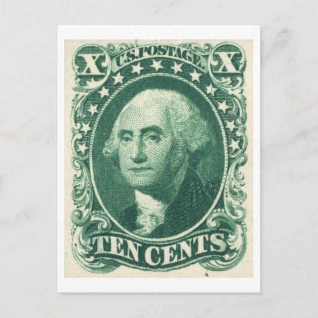 George Washington Ten Cents US Postage Postcard (Front)