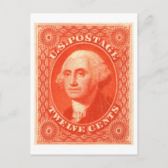 George Washington Twelve Cents US Postage Postcard (Front)