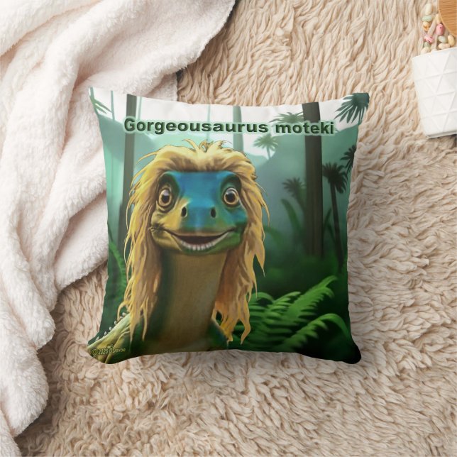 Georgeousaurus Blonde Dinosaur Throw Pillow (Blanket)