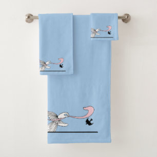 Georges Barbier 1920s Fashion Lady and Bird Bath Towel Set