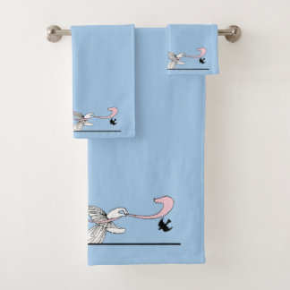 Georges Barbier 1920s Fashion Lady and Bird Bath Towel Set