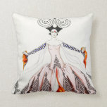 Georges Barbier Art Deco Fashion Pillow<br><div class="desc">Art Deco Fashion pillow. Art Deco illustration from 1921. French artist Georges Barbier is one of the most famous art deco illustrators of the 1920s, he spent most of his career illustrating elegant ladies and romantic couples. This work depicts a pretty young woman in an intricate pinke dress with blue...</div>