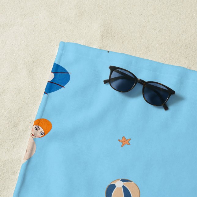 Georges Barbier Au Lido 1924 Fashion Illustration Beach Towel (In Situ)