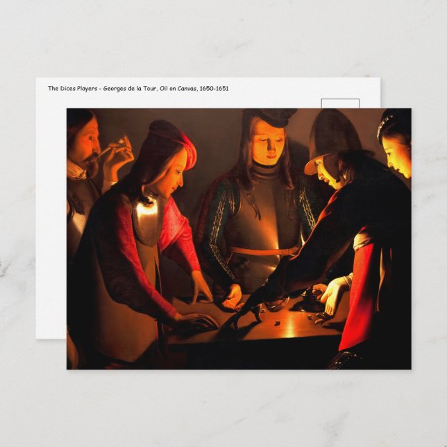 Georges de la Tour - The Dices Players Postcard (Front/Back)