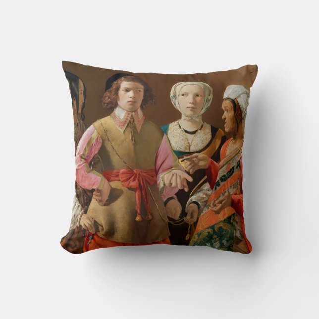 Georges de la Tour - The Fortune Teller Throw Pillow (Front)