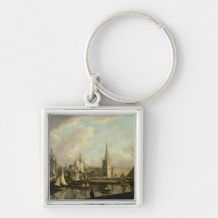 George's Dock Basin, Liverpool, 1797 (oil on canva Keychain
