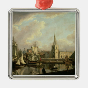 George's Dock Basin, Liverpool, 1797 (oil on canva Metal Ornament