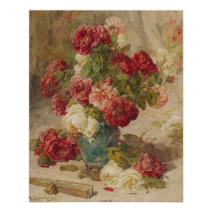 Georges Jeannin - A Still Life with Roses in a ... Poster