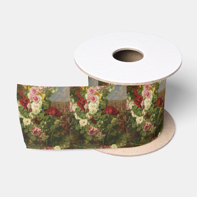 Georges Jeannin Vintage Hollyhock Satin Ribbon (Spool)