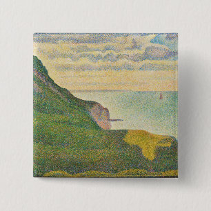 Georges Pierre Seurat Seascape at Port-en-Bessin 2 Inch Square Button