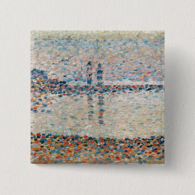 Georges Pierre Seurat | Study for 'The Channel at  2 Inch Square Button (Front)