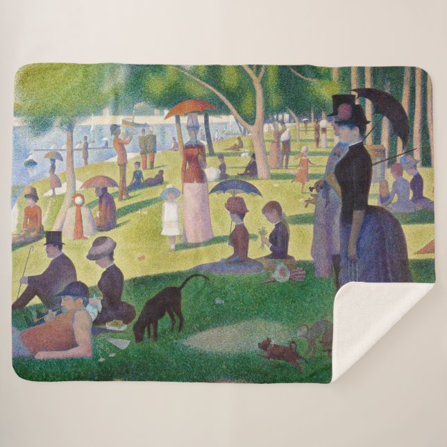 Georges Seurat - A Sunday on La Grande Jatte Sherpa Blanket (Front (Horizontal))