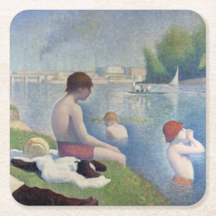 Georges Seurat - Bathers at Asnieres Square Paper Coaster