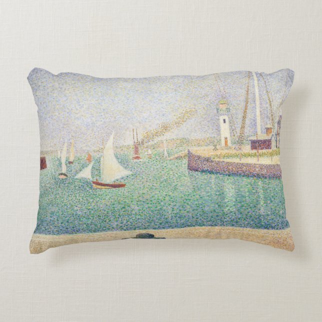 Georges Seurat - Entrance of the Port of Honfleur Accent Pillow (Front)