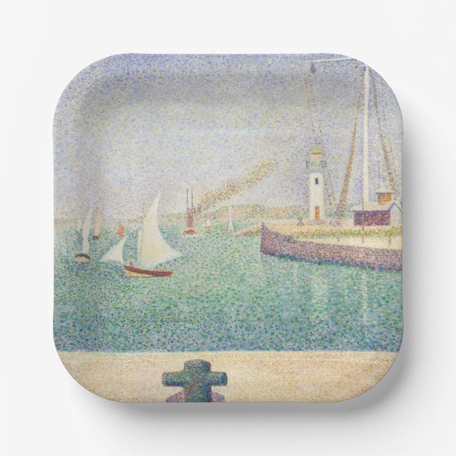 Georges Seurat - Entrance of the Port of Honfleur Paper Plate (Front)