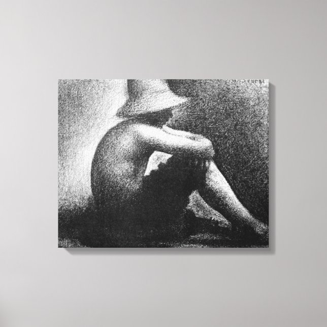 Georges Seurat - Sitting boy in straw hat Canvas Print (Front)