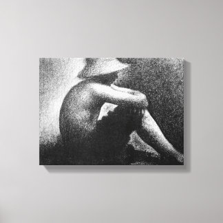 Georges Seurat - Sitting boy in straw hat Canvas Print