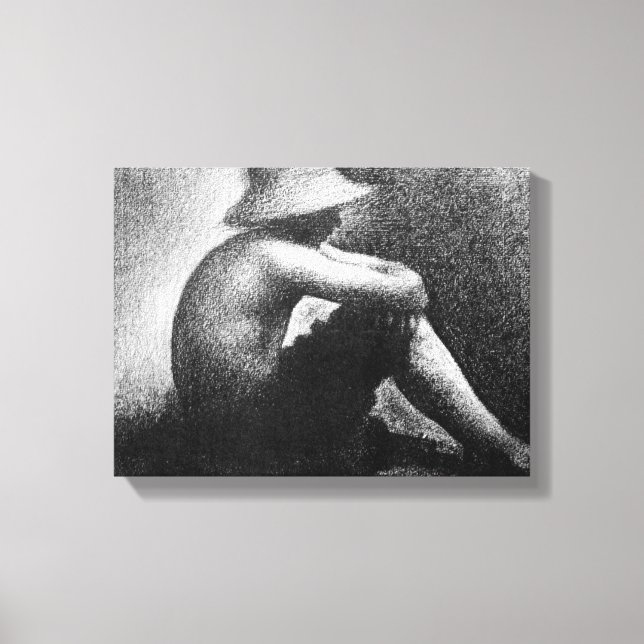 Georges Seurat - Sitting boy in straw hat Canvas Print (Front)