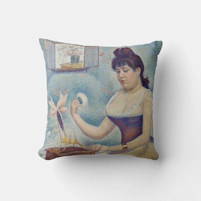 Georges Seurat - Young Woman Powdering Herself  Throw Pillow (Front)