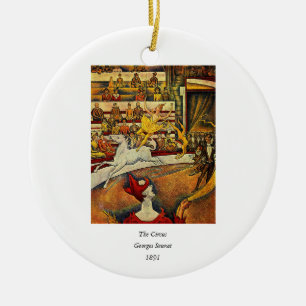 Georges Seurat's The Circus (1891) - Clown & Rider Ceramic Ornament