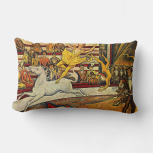 Georges Seurat's The Circus (1891) - Clown & Rider Lumbar Pillow