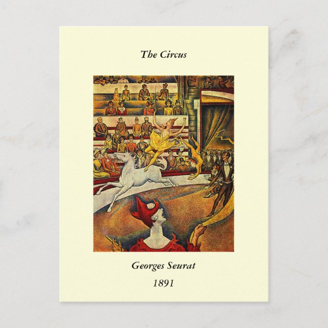 Georges Seurat's The Circus (1891) - Clown & Rider Postcard (Front)
