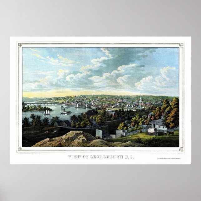 Georgetown, D.C. Panoramic Map - 1855 Poster (Front)