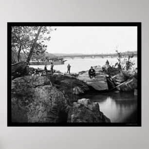 Georgetown Ferry-Boat Carrying Wagons 1865 Poster