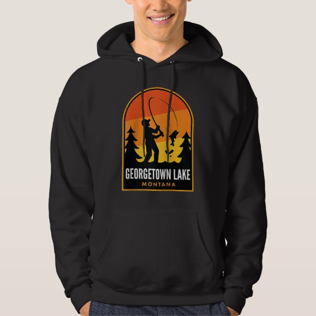 Georgetown Lake Montana Fishing Raglan Hoodie (Front)