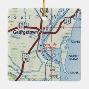 Georgetown SC Vintage Map Ceramic Ornament