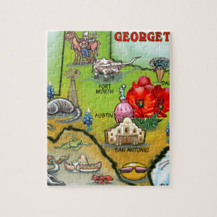 Georgetown Texas Cartoon Map Jigsaw Puzzle