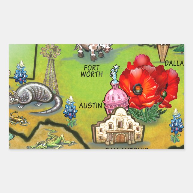 Georgetown Texas Cartoon Map Sticker (Front)