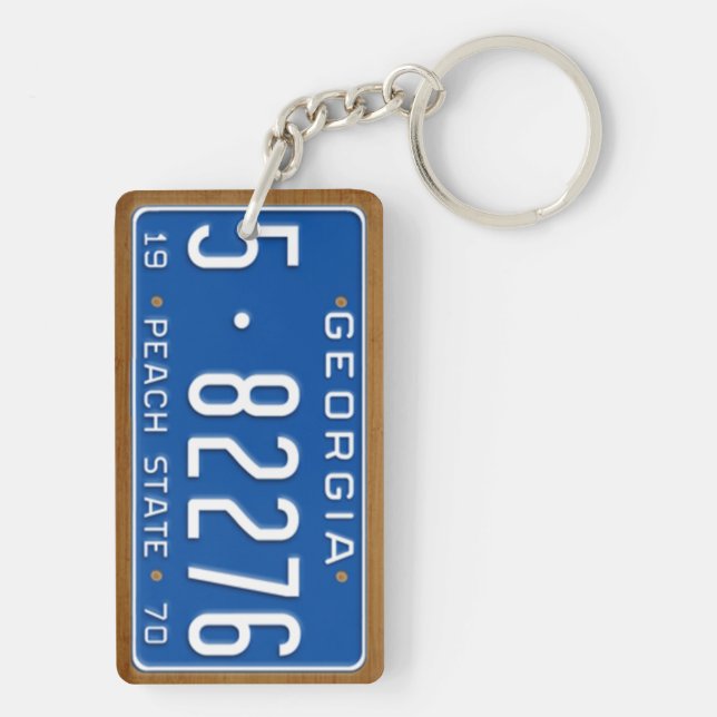 Georgia 1970 Vintage License Plate Keychain (Back)