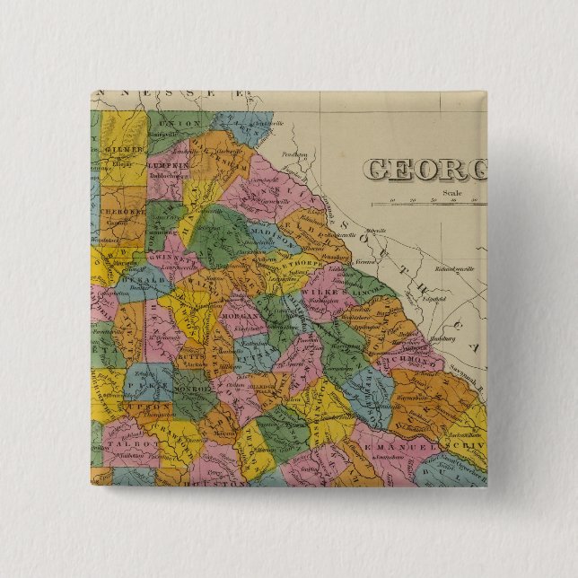 Georgia 4 2 inch square button (Front)