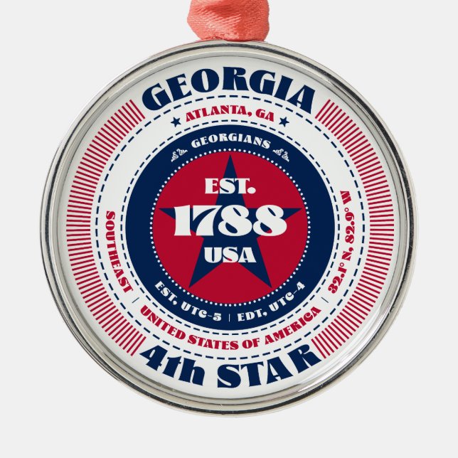 Georgia 4th State Christmas Ornament (Front)